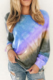 Womens Casual Ombre Pullover Tops Blue Tie Dye Sweatshirt