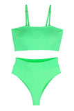 Sexy Bandeau High Waisted Bikini Bottoms Set Two Piece Swimsuits Green