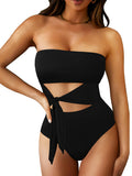 Women's Strapless Bandeau One Piece Swimsuit Cut Out Monokini