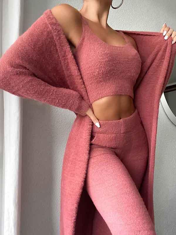  Women's Sexy 2 Piece Outfits Rib-Knit Colorblock Long Kimono  Cardigan and Tube Maxi Dresses Set Clubwear : Clothing, Shoes & Jewelry