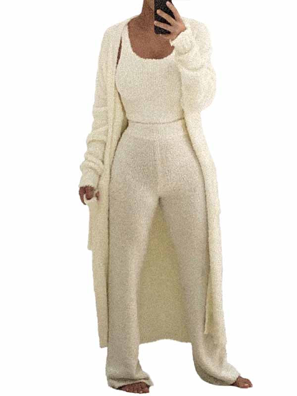 Womens Sexy Fuzzy Piece Outfits Fleece Warm Long Sleeve Pocketed