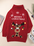 Pinkqueen Ugly Christmas Sweater Turtleneck Dresses For Women