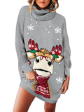 Pinkqueen Ugly Christmas Sweater Turtleneck Dresses For Women