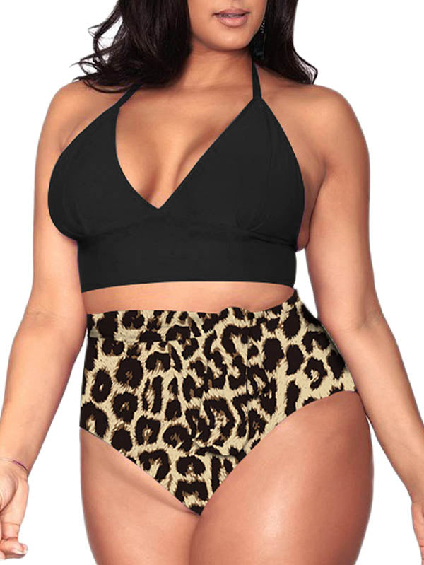 Leopard Two-Piece Plus size Tummy Control High Waist Bikini