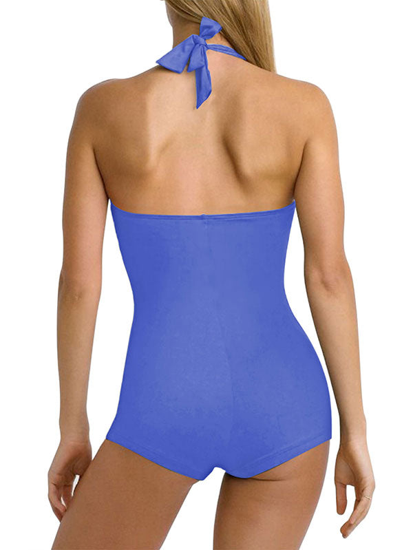 Women's One Piece Tummy Control Swimwear Boyleg Backless Ruched Swimsu –  PinkQueenShop