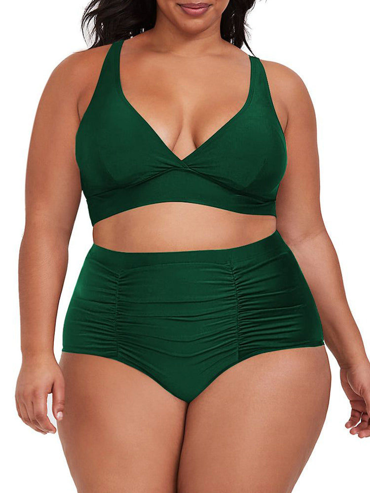 2XL, Green) High Waisted Bikini Bottom for Women Tummy Control