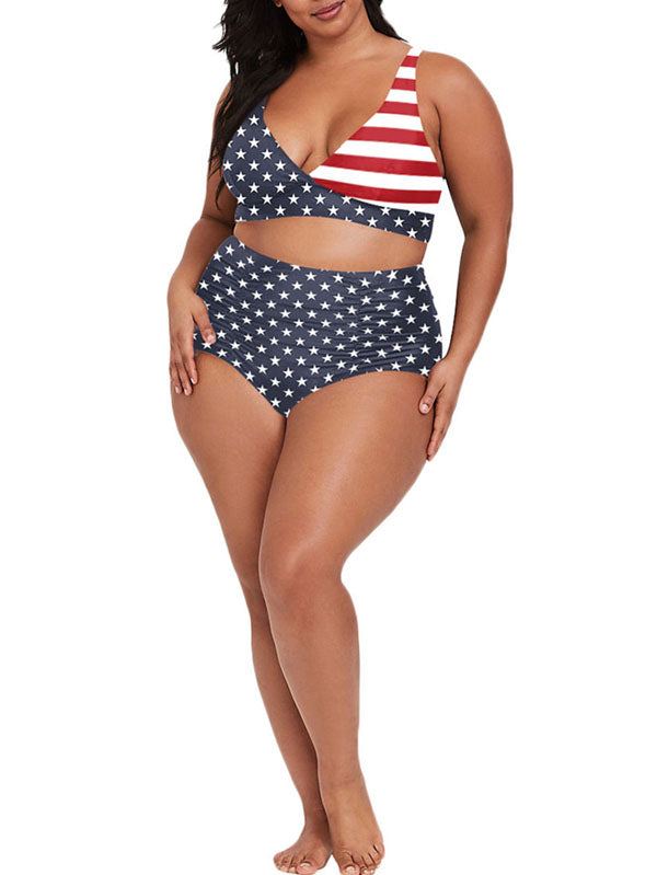 Plus Size & Curve Dot Printed Padded Ruched Tummy Control Tankini Swimsuit  [70% OFF]