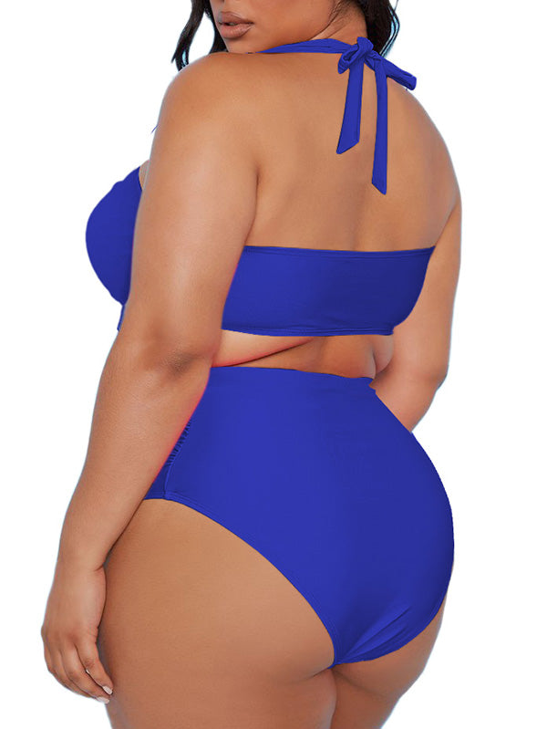 Women's Plus Size Two Piece Halter High Waist Tummy Control Bathing Su –  PinkQueenShop