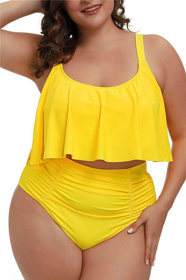 High Waisted 2 Piece Swimsuit, Plus Size