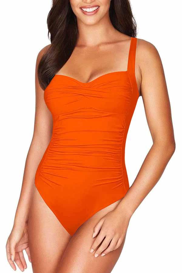 Diukia Women's One Piece Maternity Swimsuit Ribbed Button Front Scoop Neck  Adjustable Spaghetti Strap Pregnant Swimwear Stretch Ruched Bathing Suit  Orange S at  Women's Clothing store
