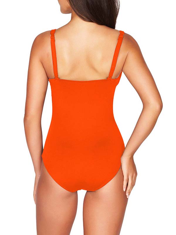 RQYYD Clearance Women V Neck One Piece Swimsuit Tummy Control Shirred  Ruched Tie Back Swimwear Front Twist Bathing Suits(Green,XL)