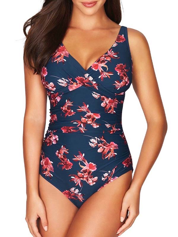 Lucky Women's Standard Blossom One Piece Swimsuit-V-Neckline, Adjustable  Straps, Bathing Suits, Multi at  Women's Clothing store
