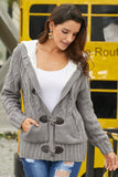 Women's Winter Fur Hooded Warm Sweater Cardigan Outerwear with Pockets