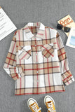 Womens Khaki Plaid Print Shirt Coat