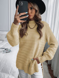 Women's Long Sleeve Knitted Tops Solid Color Mock Neck Pullover Sweater