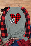 Womens Long Sleeve Shirts Raglan Sleeve Buffalo Plaid Long Sleeve Sweatshirt