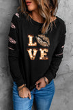 Black Sweatshirts for Women Crewneck Tops Long Sleeve Print Pullover Tops