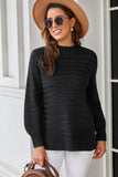 Women's Long Sleeve Knitted Tops Solid Color Mock Neck Pullover Sweater