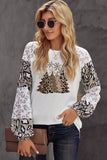 Beige Leopard Print Bubble Sleeve Top